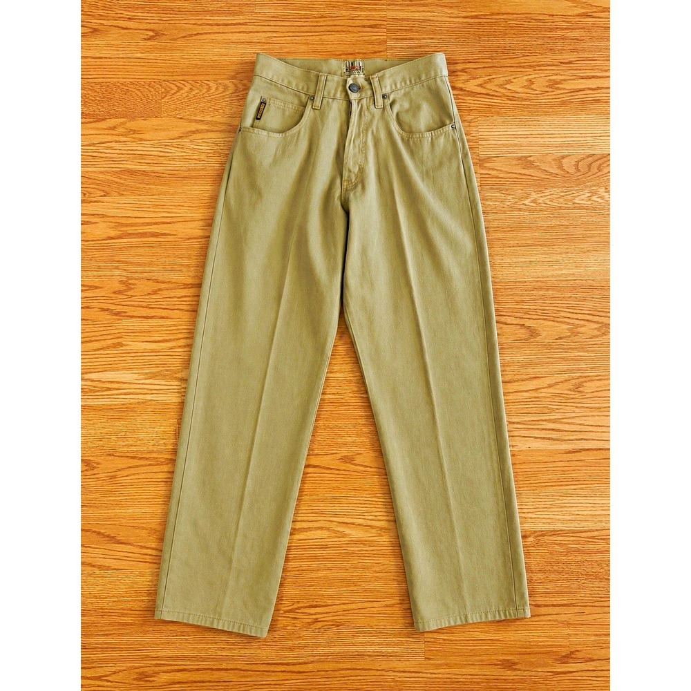 VTG 90s Armani Jeans True Blue Khaki Straight Leg Button Fly Italy 29x31 Baggy